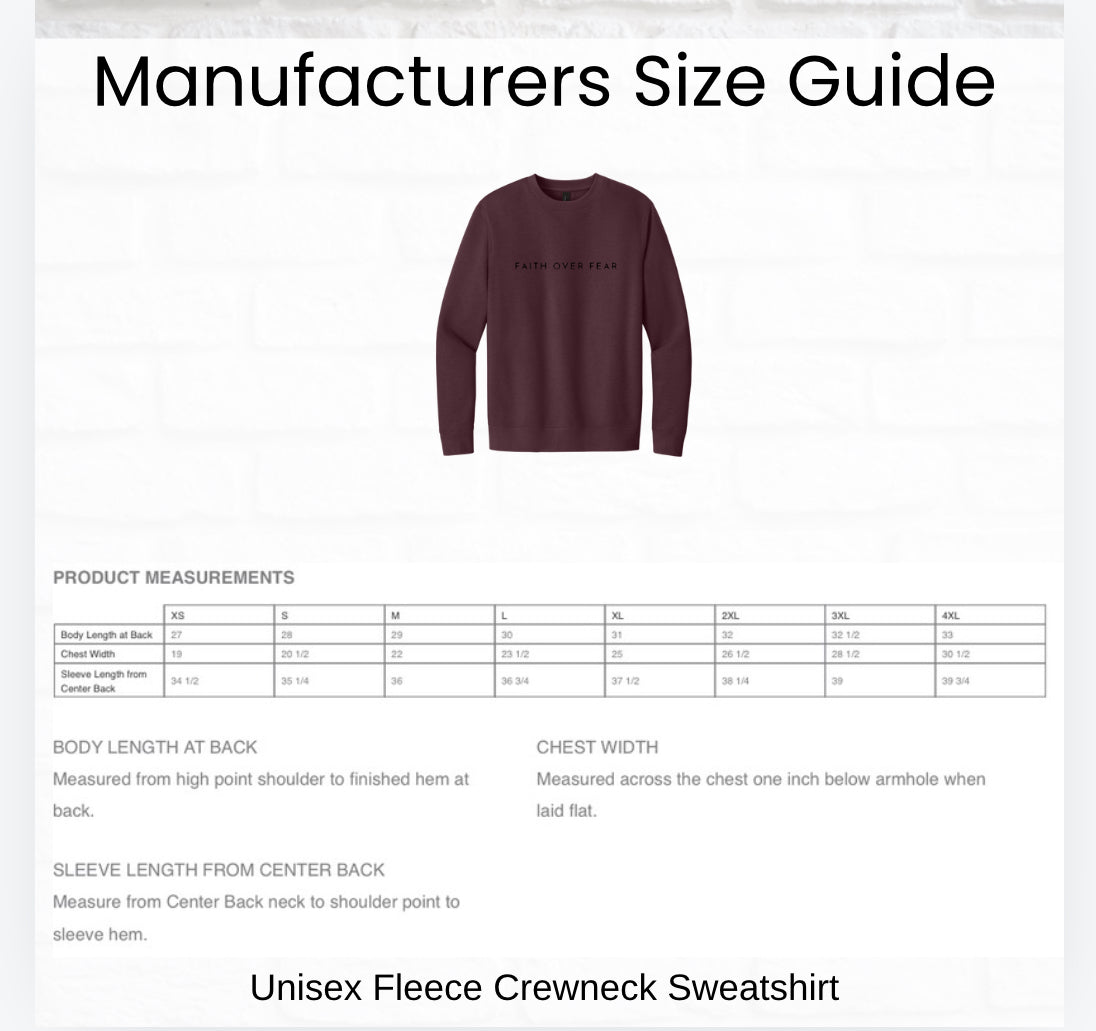 Faith Over Fear Embroidered Fleece Crewneck Sweatshirt