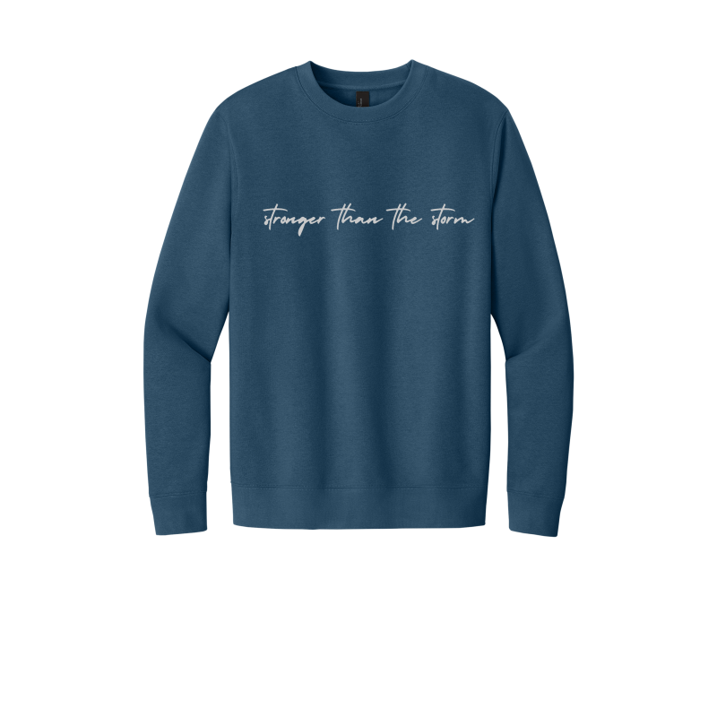 Stronger than the Storm Embroidered Fleece Crewneck Sweatshirt