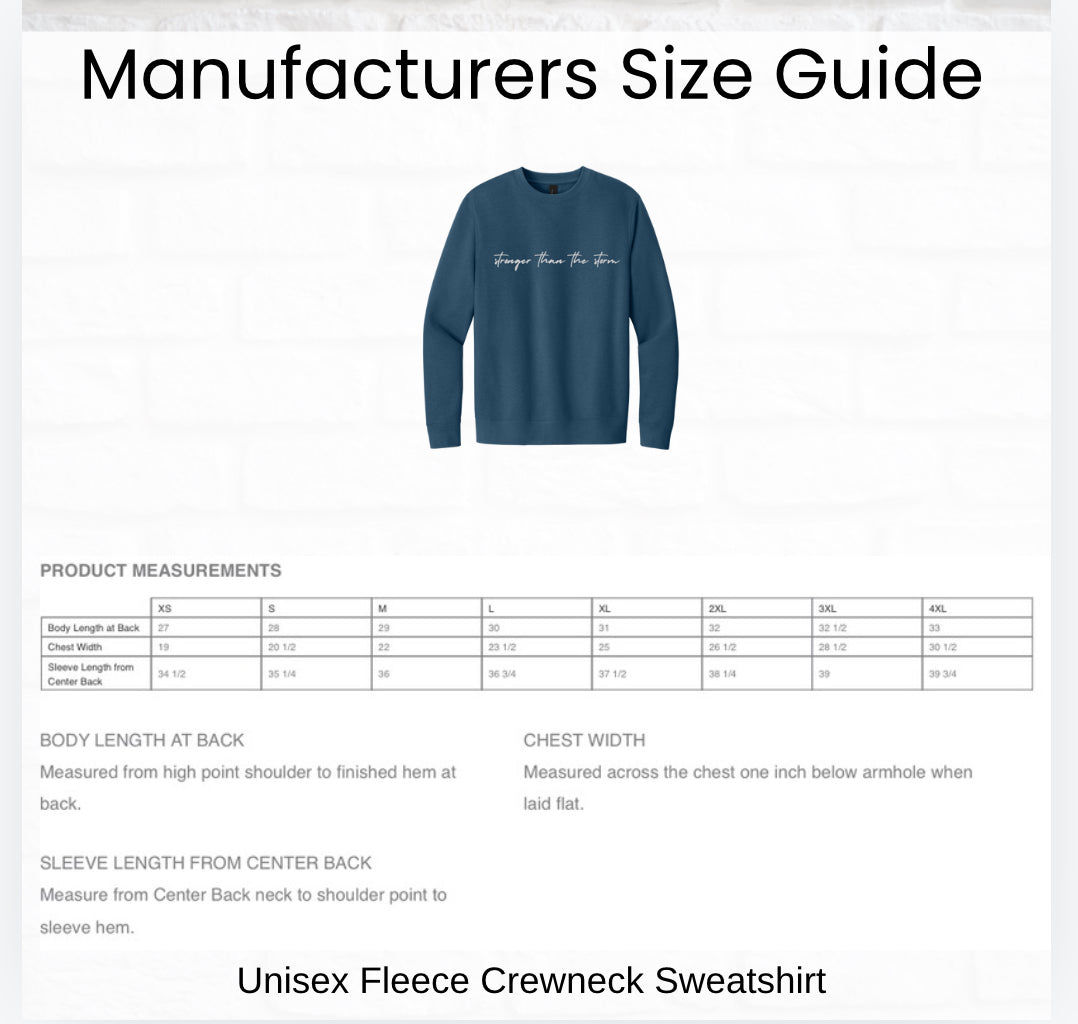 Stronger than the Storm Embroidered Fleece Crewneck Sweatshirt