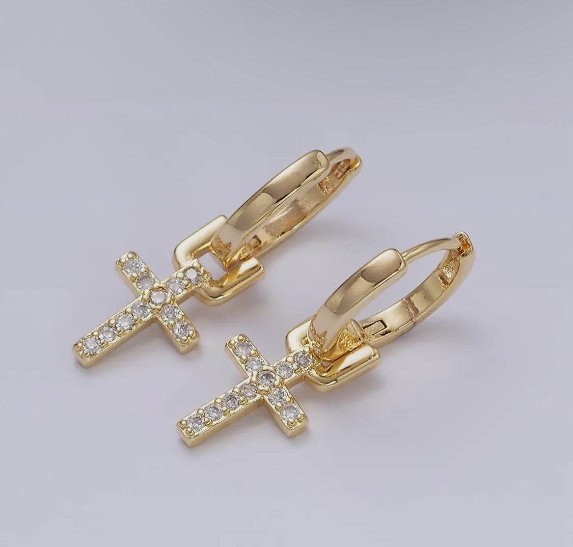 Cross Huggie Earrings