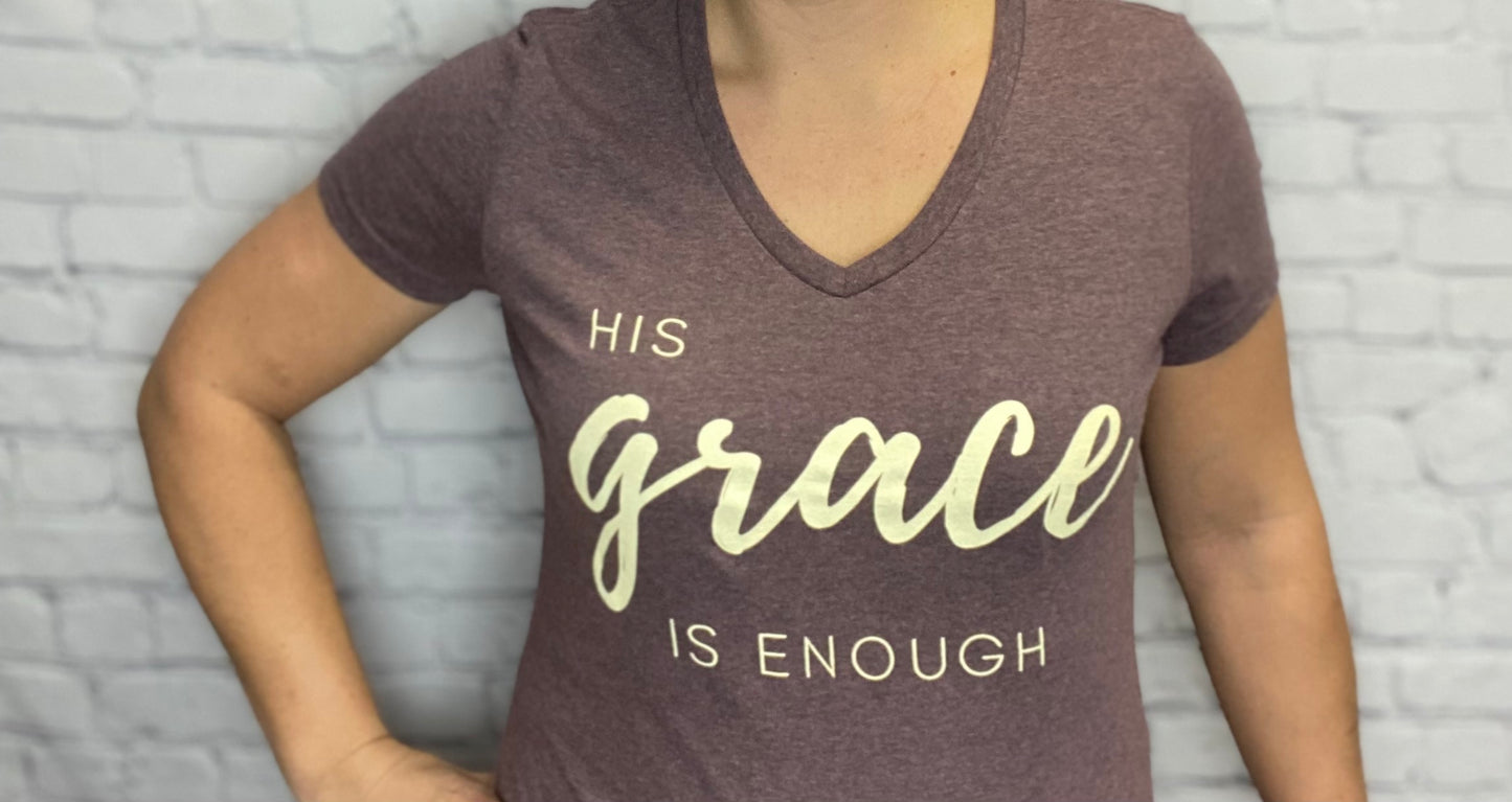 His Grace is Enough V-Neck Tee
