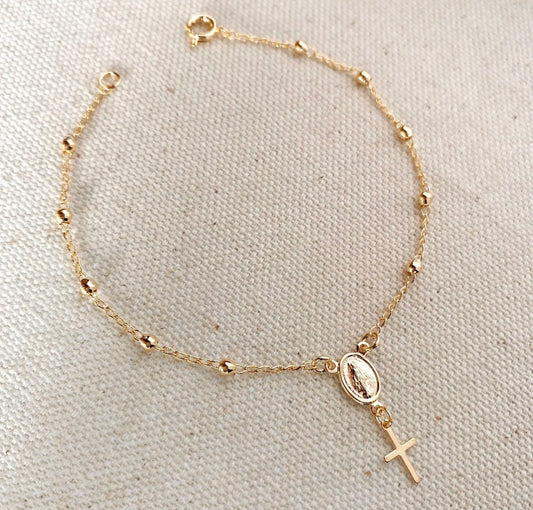 Delicate Gold Cross Bracelet
