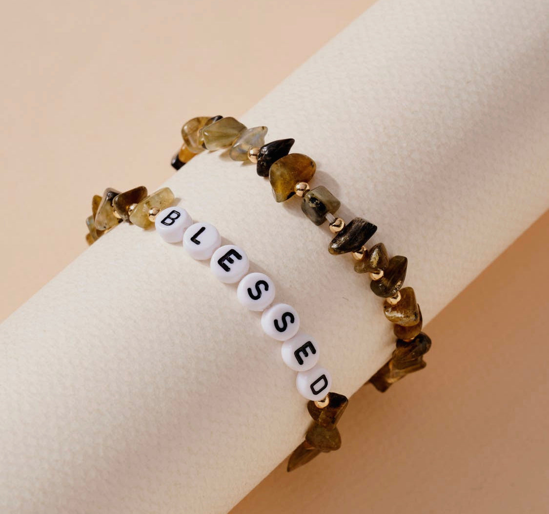 BLESSED Stone Beaded Bracelet Set