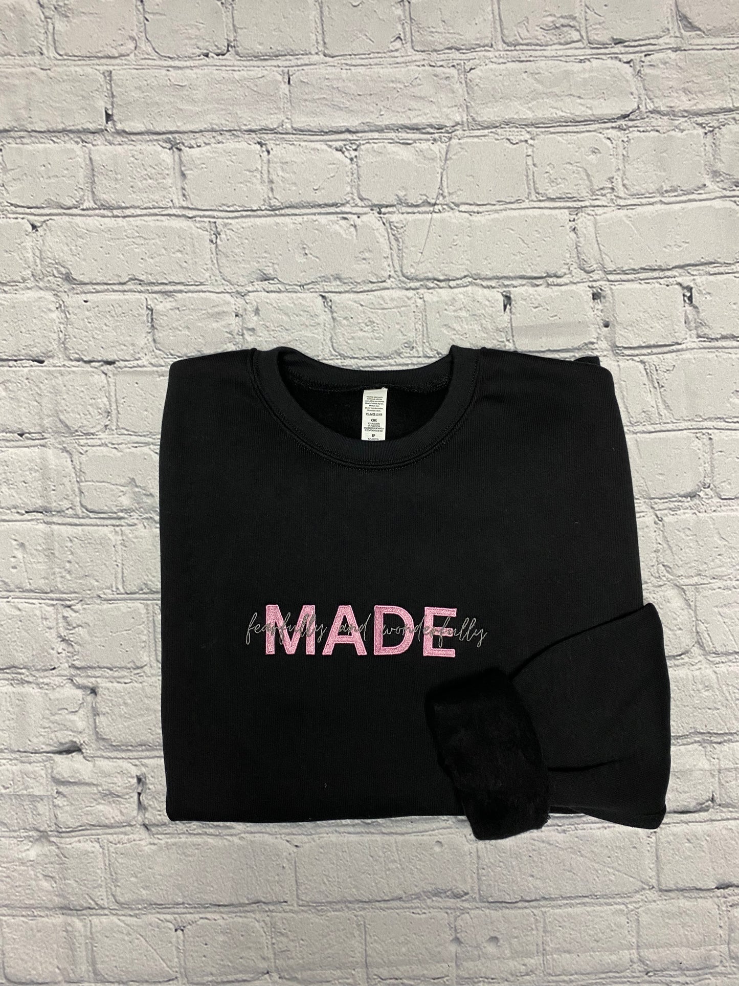 Embroidered Fleece Crewneck Sweatshirt - Fearfully and Wonderfully Made