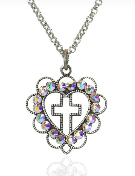 Heart Cross Crystal Necklace