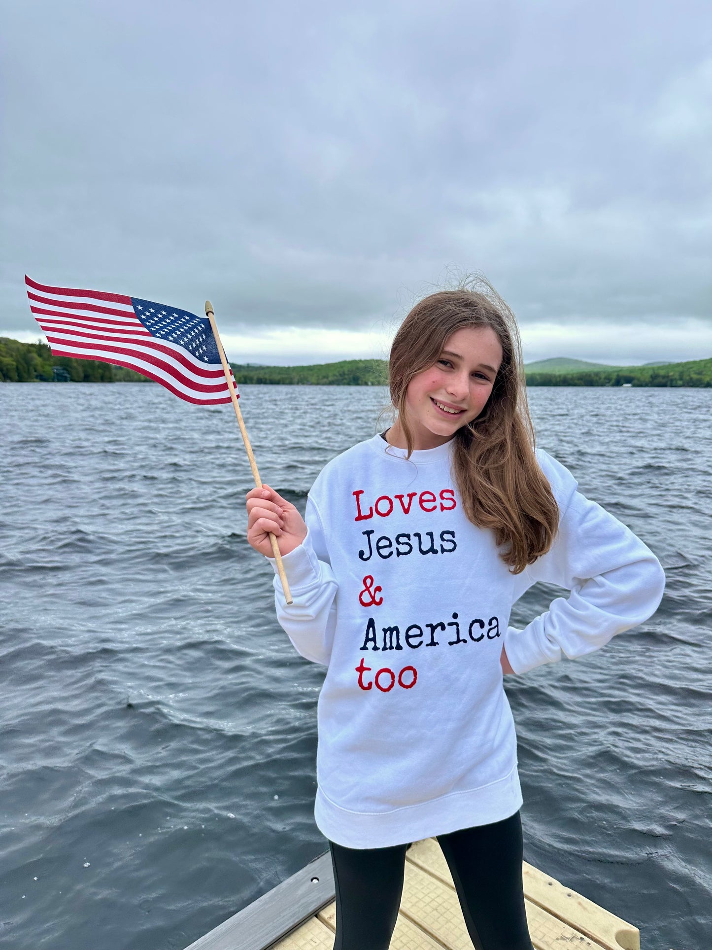 Loves Jesus & America too Crewneck Sweatshirt