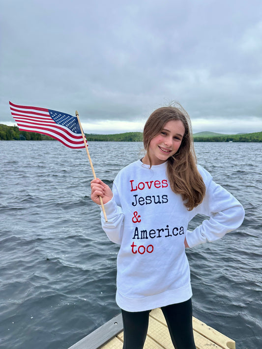Loves Jesus & America too Crewneck Sweatshirt