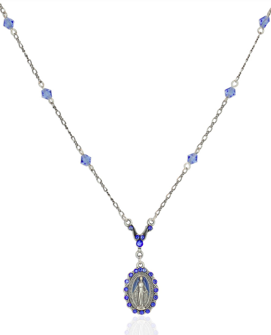 Miraculous Medal Crystal Beaded Necklace