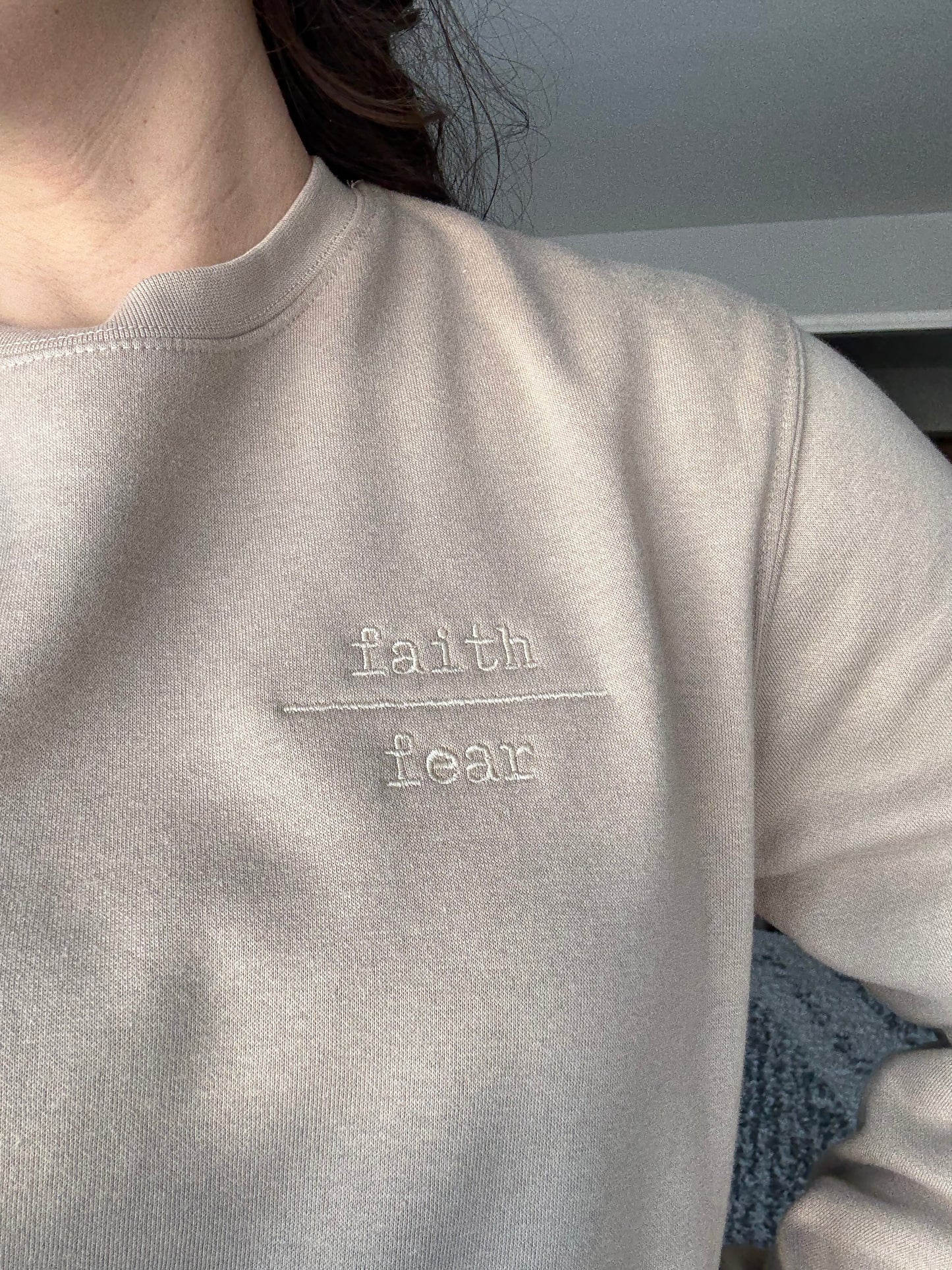 Faith Over Fear Embroidered Crewneck Sweatshirt