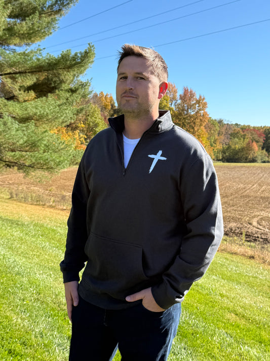 Quarter Zip Cross Design Sweatshirt