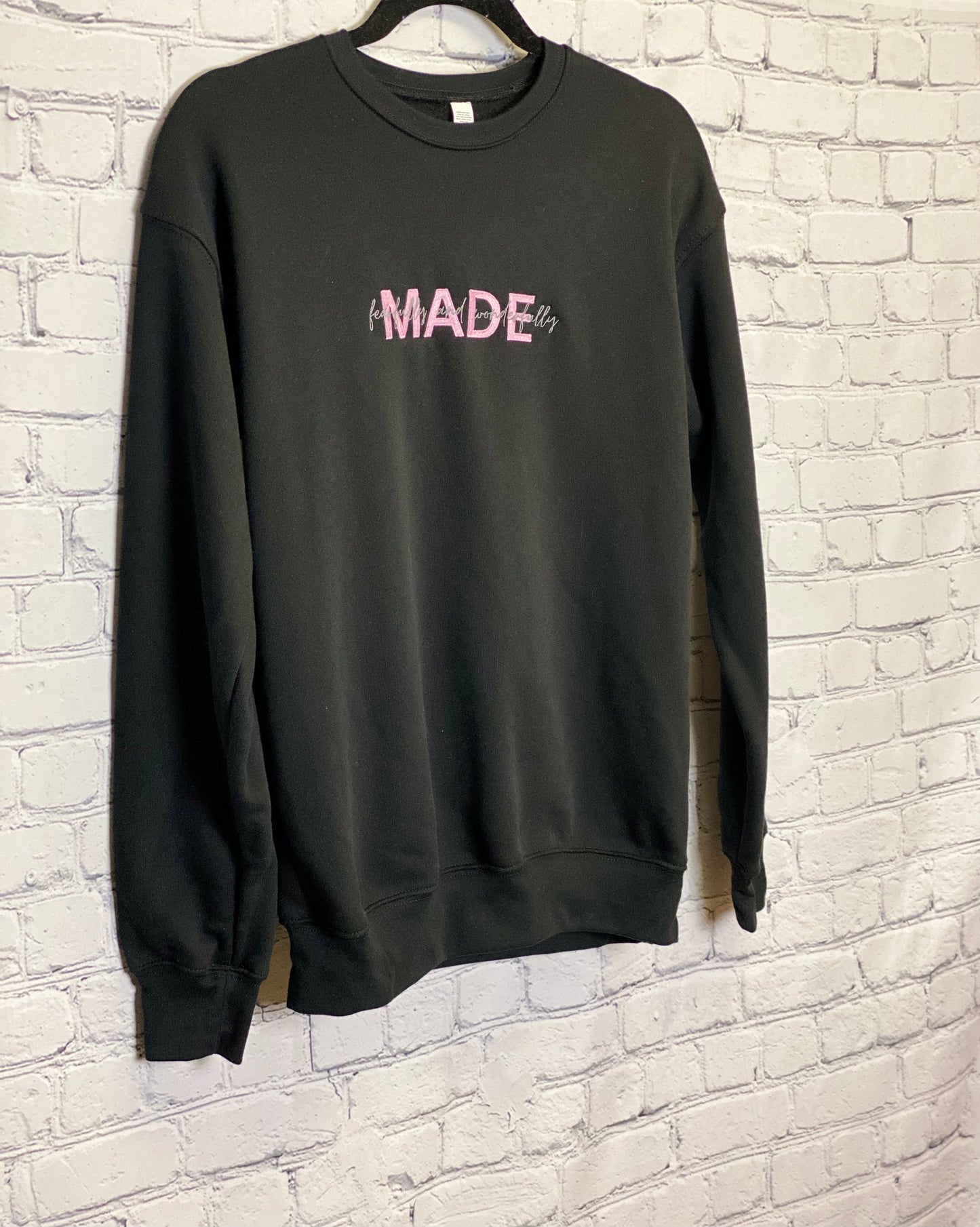 Embroidered Fleece Crewneck Sweatshirt - Fearfully and Wonderfully Made