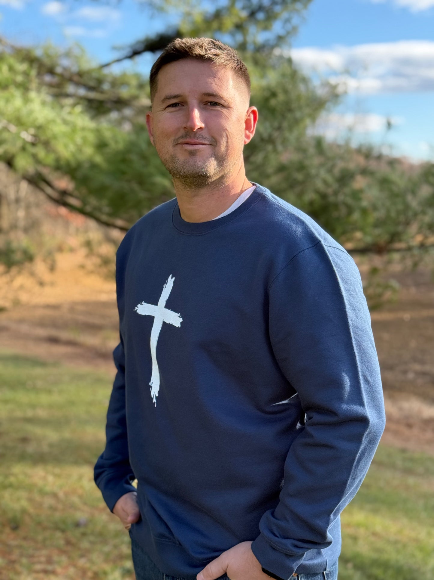 Cross Design Crewneck Sweatshirt