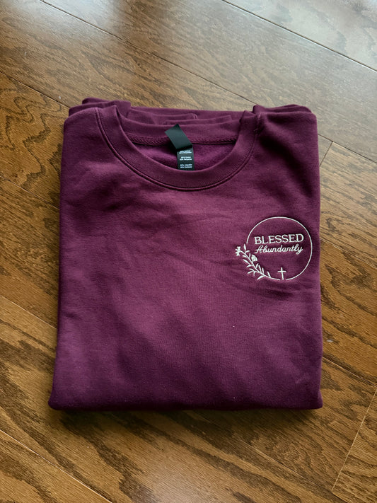 Blessed Abundantly Embroidered Crewneck Sweatshirt