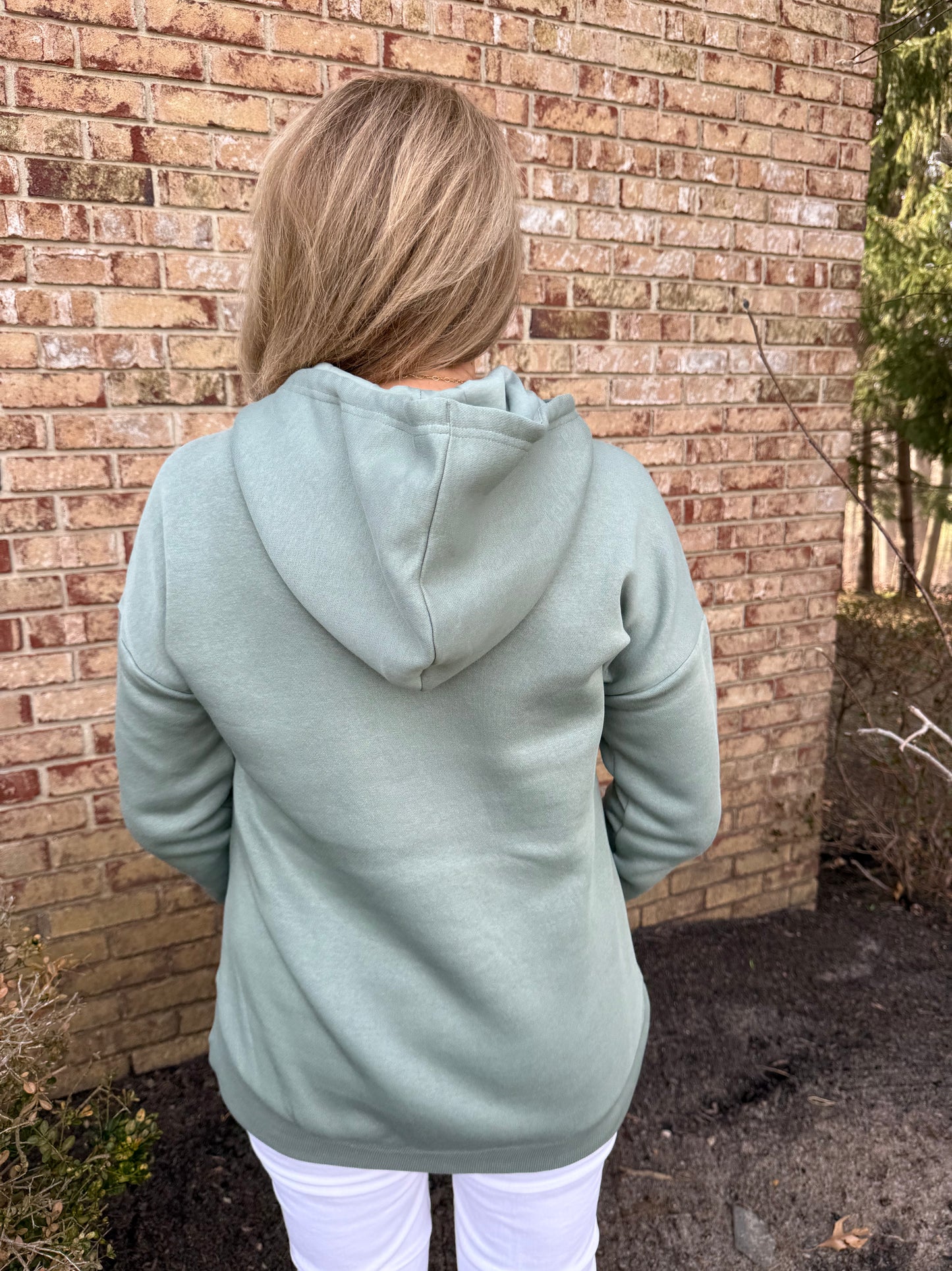 Ladies Full Zip Hooded Jacket with an Embroidered Floral Cross