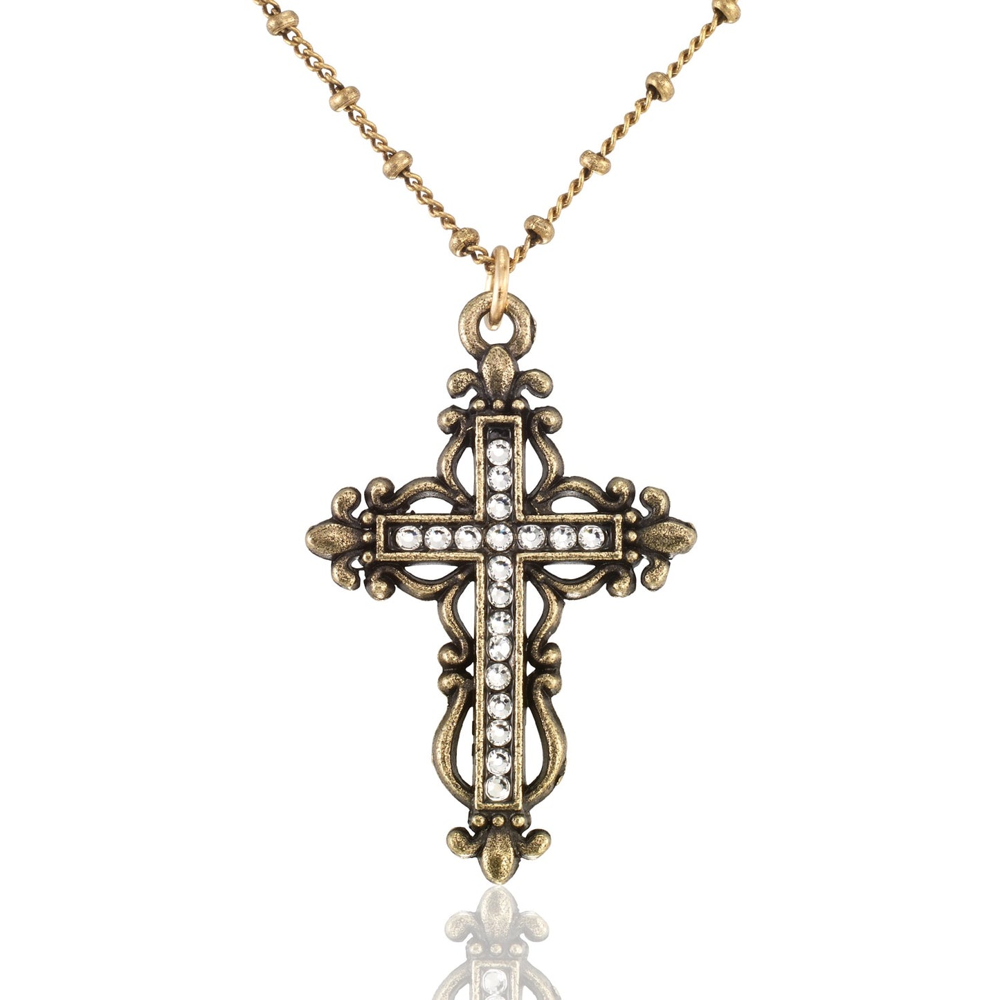 Vintage Inspired Crystal Cross