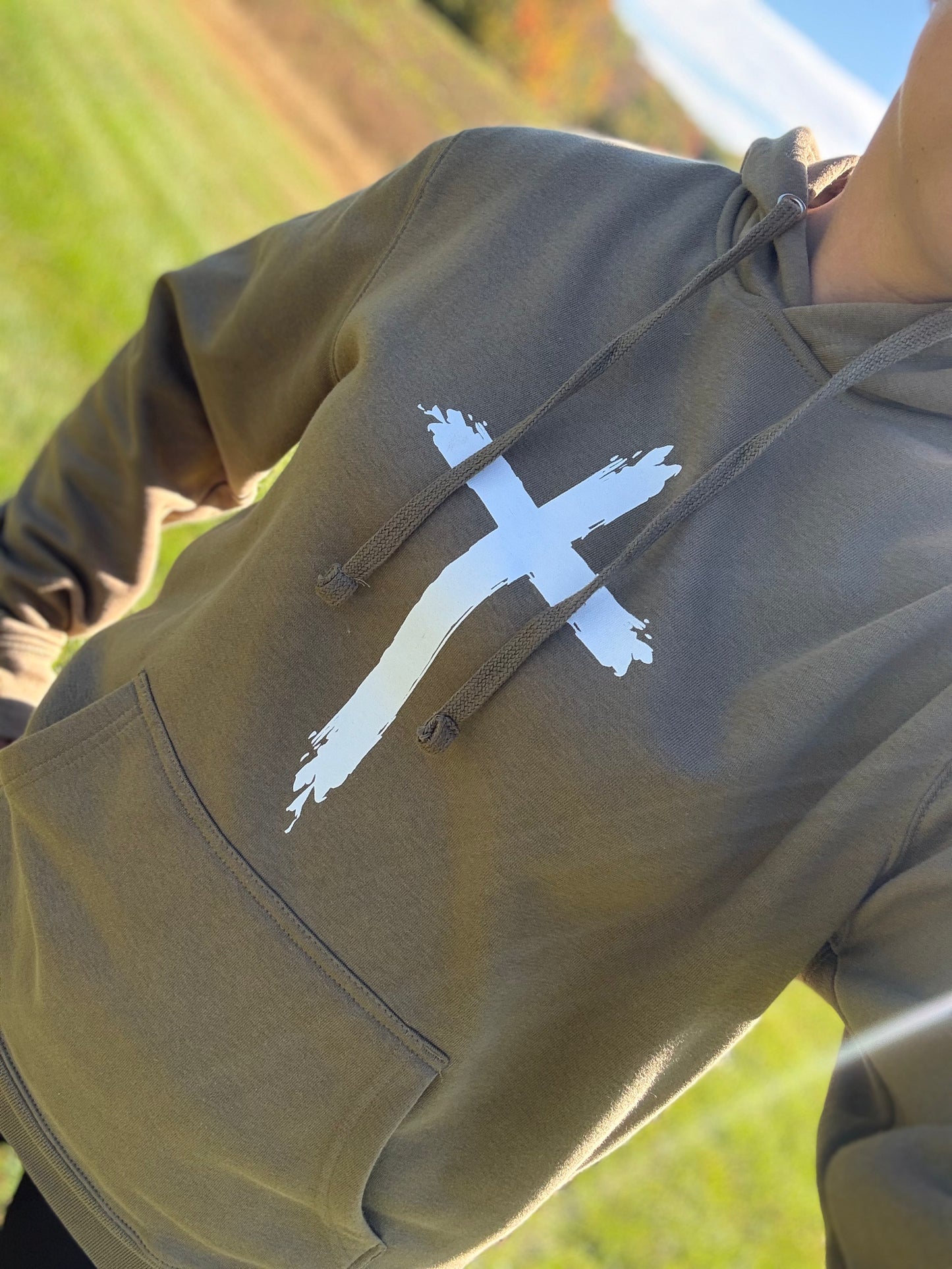 Cross Design Hooded Sweatshirt